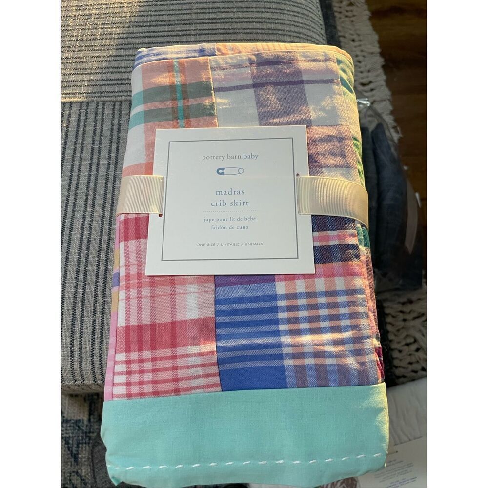 NWT Pottery Barn Baby Madras Crib Skirt